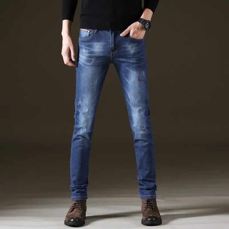 Mens KSTUN Denim Fashion Desinger Black Blue Stretch Slim Fit Jeans f