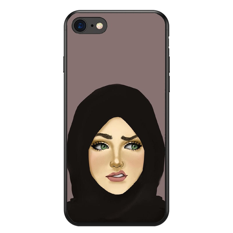 Muslim Islamic Gril Eyes Arabic Hijab Girl silicone soft TPU Phone Case For iPhone