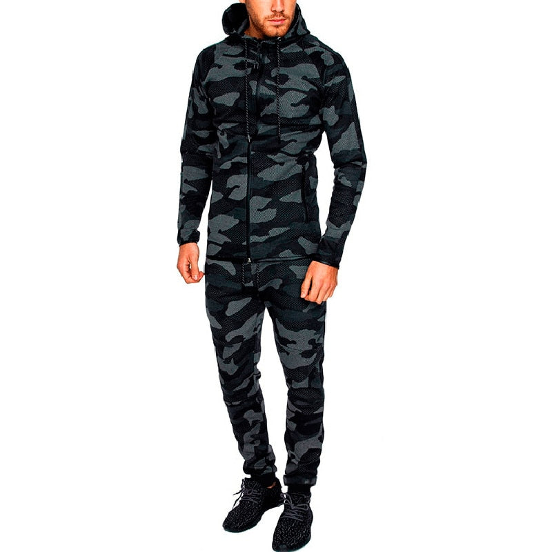 Mens SpringTrack Suit Fashion Hoodies Sweatshirt Camouflage Sportswear