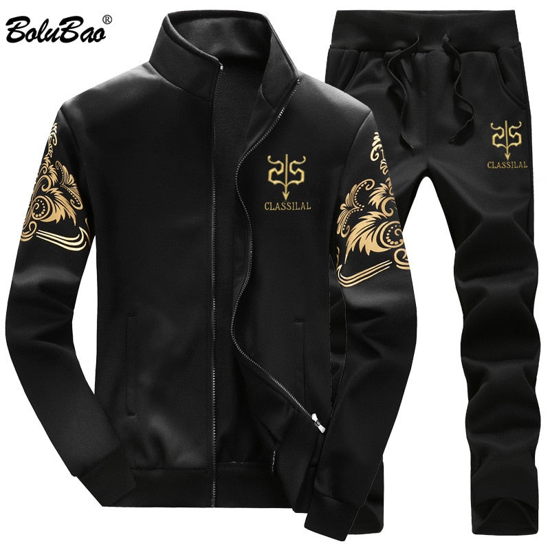 Mens Casual Sportswear  Sweatshirt + Sweatpants Fashion Brand Male Two Piece Set