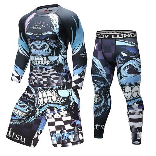 Mens Summer 3D orangutan Compression Jiu Jitsu