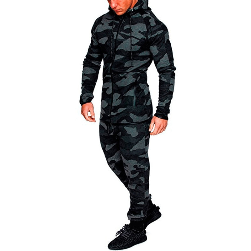 Mens SpringTrack Suit Fashion Hoodies Sweatshirt Camouflage Sportswear