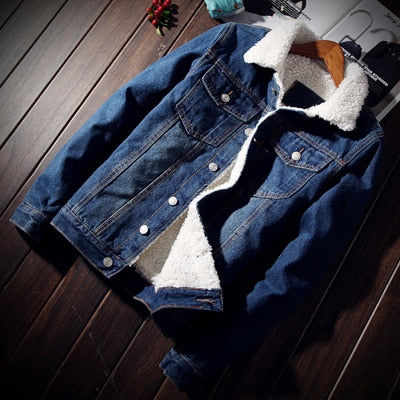 Men's DIMUSI Denim Jackets Fleece Thick Warm Jean Jacket