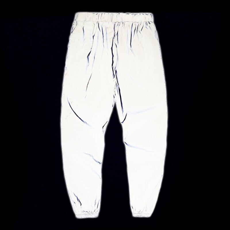 Mens Night Reflective casual fashion Elastic Jogger sweatpants