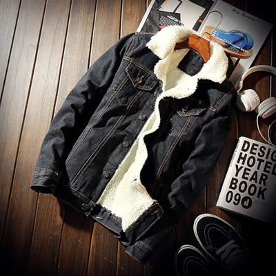 Men's DIMUSI Denim Jackets Fleece Thick Warm Jean Jacket