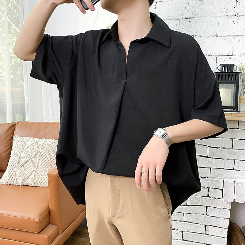 Men's New Pattern Short Sleeve Cool Shirt French Cuff Brand Clothing