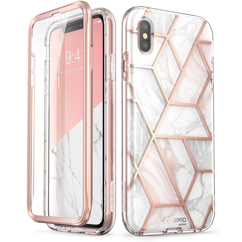 I-BLASON Cosmo Series Full-Body Shinning Glitter Marble Bumper Case WITH Built-in Screen Protector For iPhone