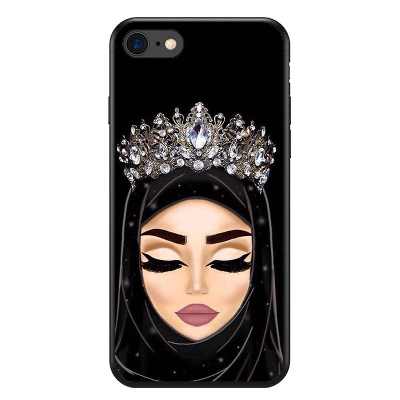 Muslim Islamic Gril Eyes Arabic Hijab Girl silicone soft TPU Phone Case For iPhone