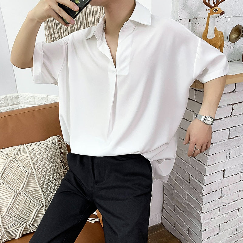 Men's New Pattern Short Sleeve Cool Shirt French Cuff Brand Clothing