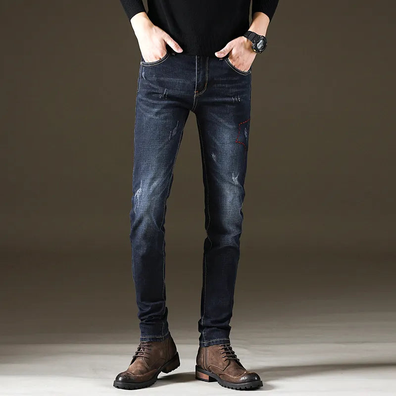 Mens KSTUN Denim Fashion Desinger Black Blue Stretch Slim Fit Jeans f