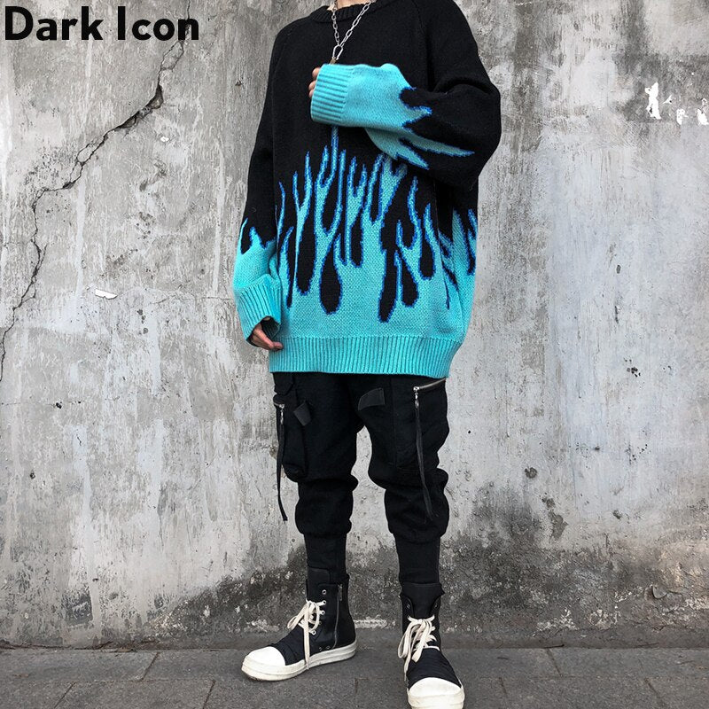 Men's DARK ICON Blue Flame Sweater