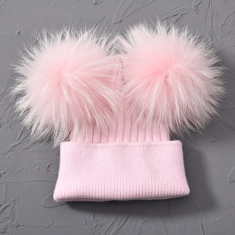 Double Fur Pompom Hat