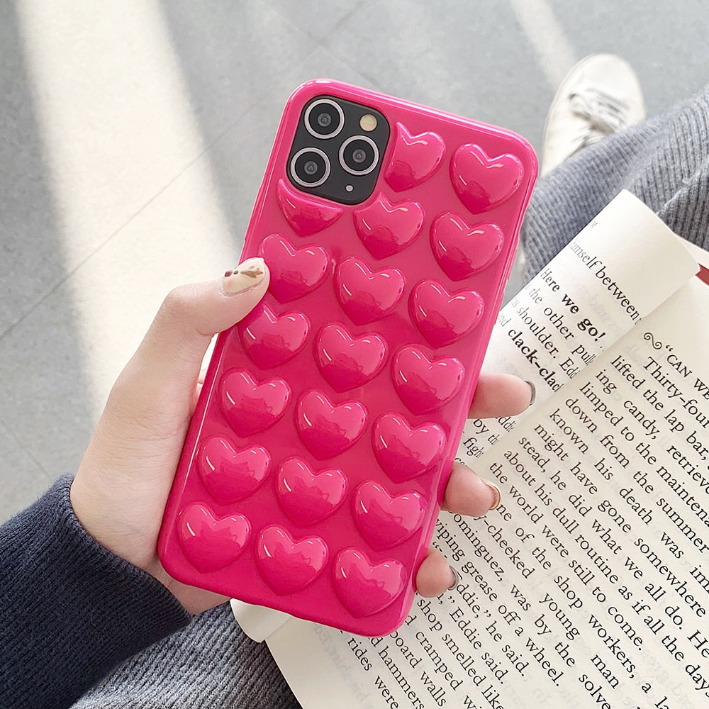 LOVECOM 3D Love Heart Candy Color Phone Case For iPhone