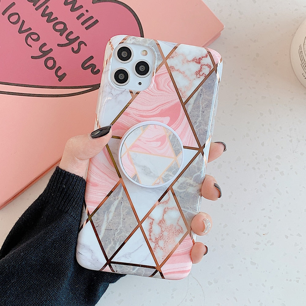 LOVECOM Electroplated Marble Phone Case For iPhone