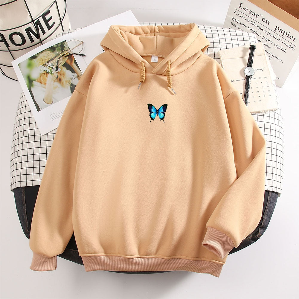 Women Butterfly Print Graphic Hoodie