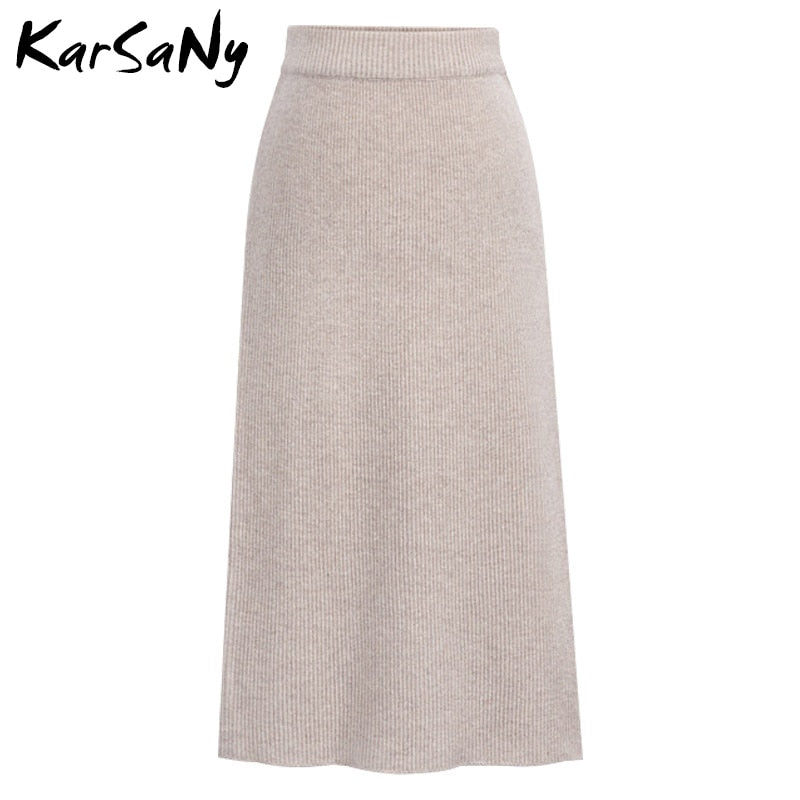 Womens KarSaNy Autumn Winter Knit Pencil Skirt