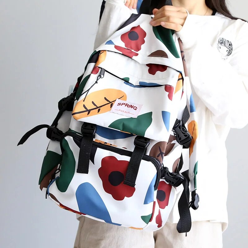 Womens Geometric Printed Waterproof Travel Backpack