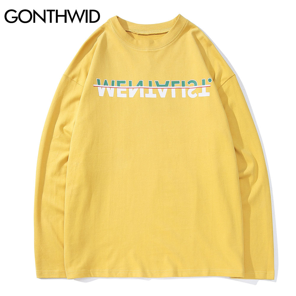 GONTHWID Mens Long Sleeve Tee Shirts Creative Print