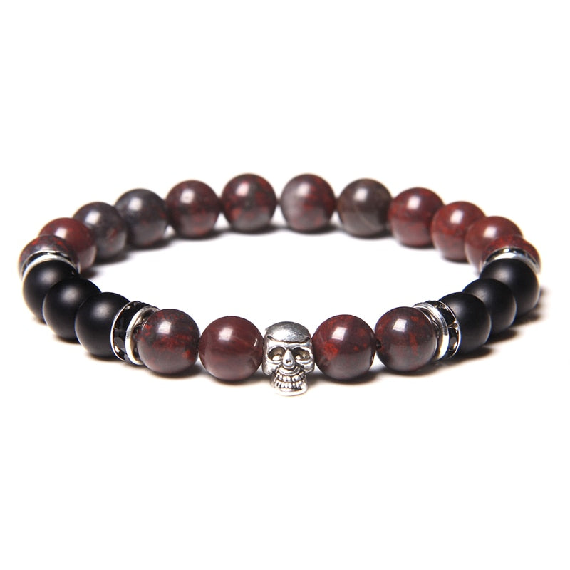 Unisex Skull Bracelets Natural Stone Tiger Eye Bracelet