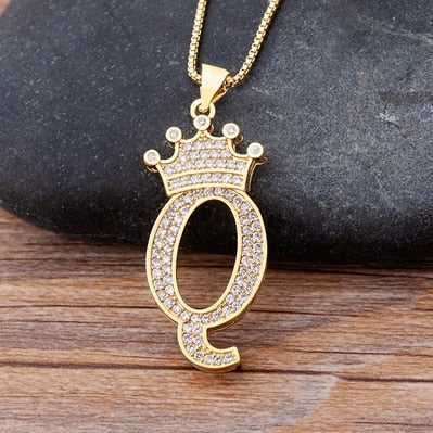 Nidin Luxury A-Z Crown Alphabet Pendant Chain