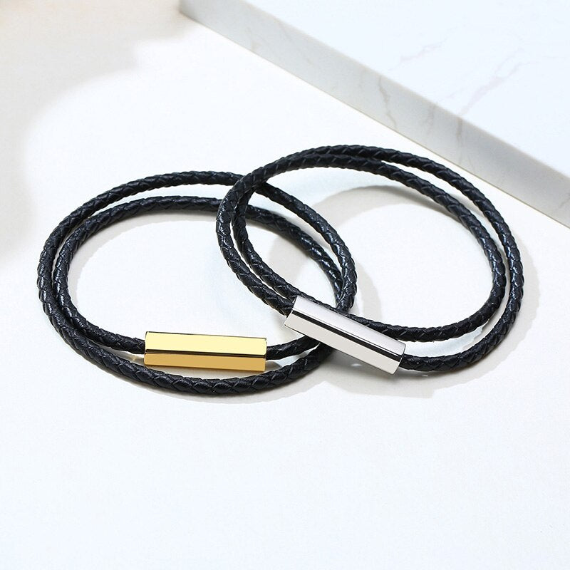 Personalized Leather Braided Bracelet for Men