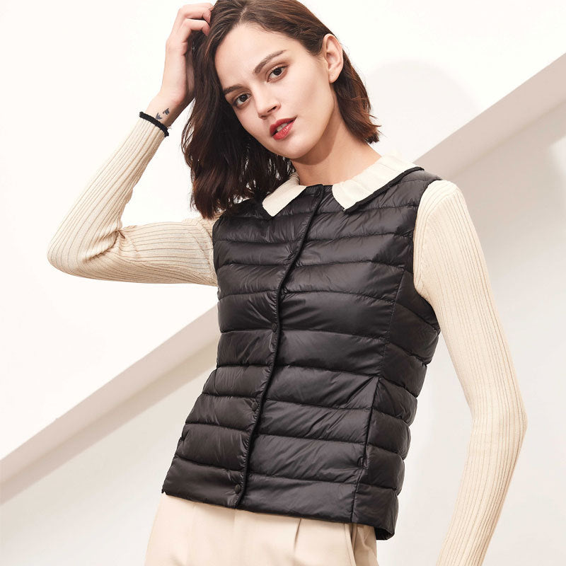 Women White Duck Down Vest Soft Ultra-Light Jacket