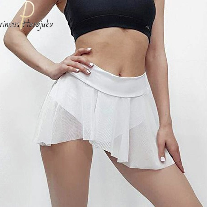 Women Summer Shorts Fitness Sexy Veil Skirt