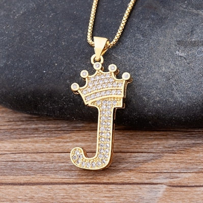 Nidin Luxury A-Z Crown Alphabet Pendant Chain