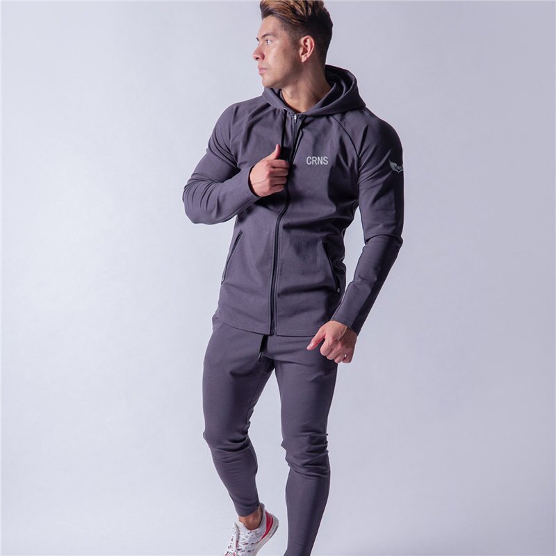 Men Leisure training fitness Brand Sportwear Tracksuit Set