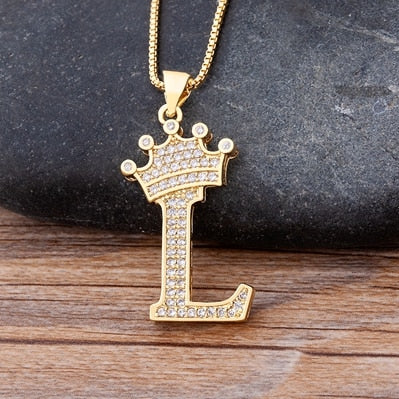 Nidin Luxury A-Z Crown Alphabet Pendant Chain