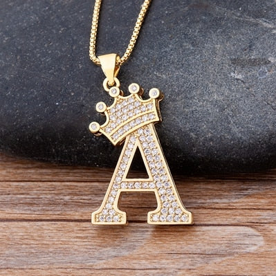 Nidin Luxury A-Z Crown Alphabet Pendant Chain