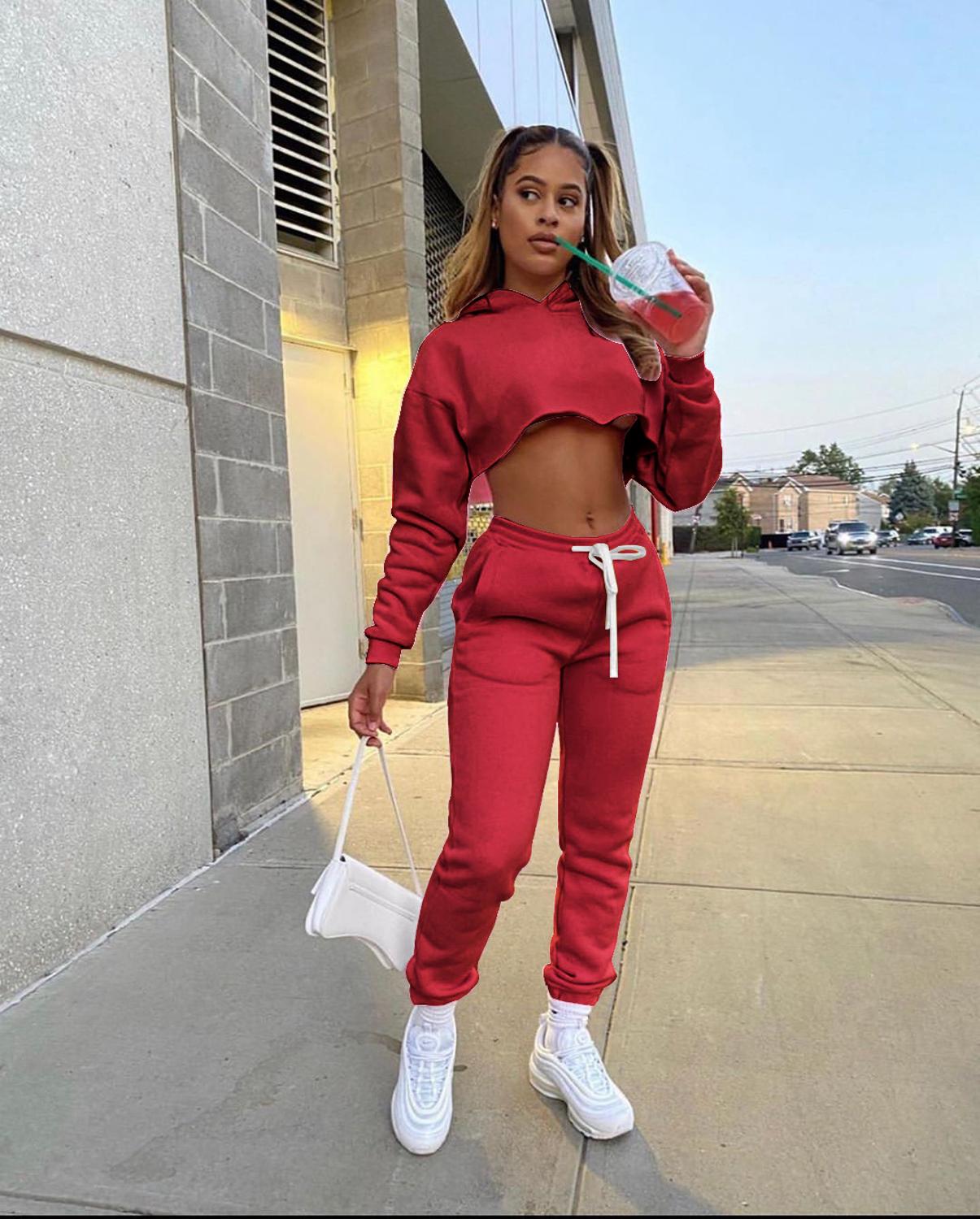 Womens Casual Thick Fleece Tracksuit