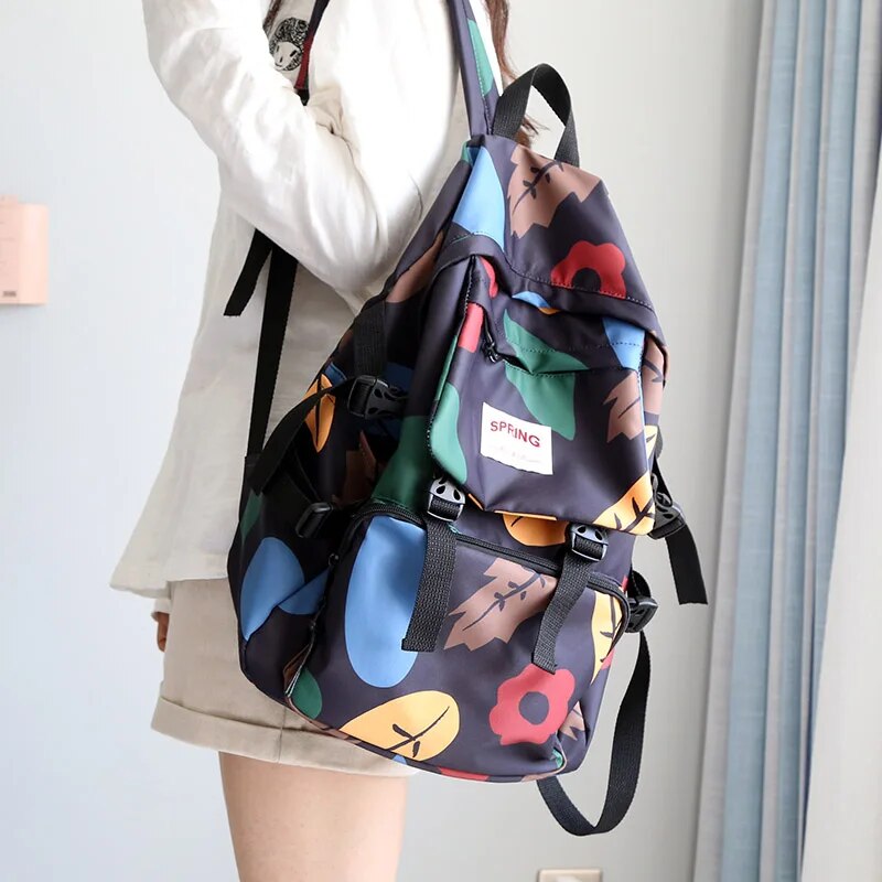 Womens Geometric Printed Waterproof Travel Backpack