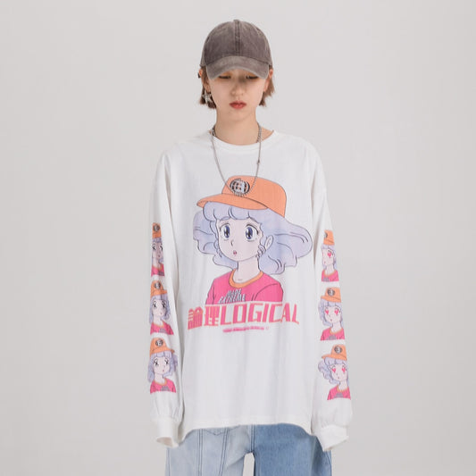 Men Japanese Harajuku Streetwear Kawaii T Shirt Anime Cartoon Long Sleeve Tee Shirts