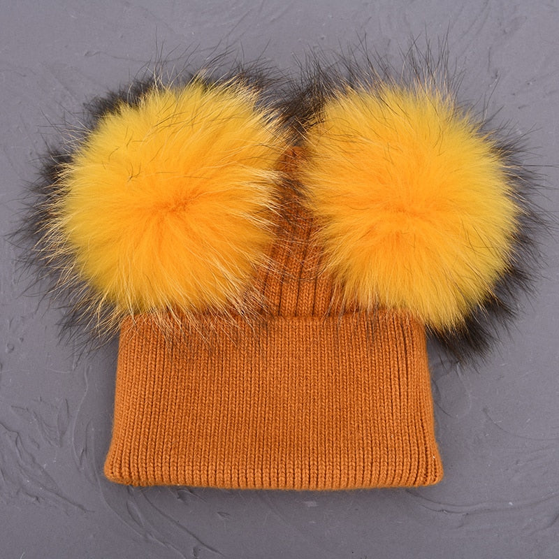 Double Fur Pompom Hat