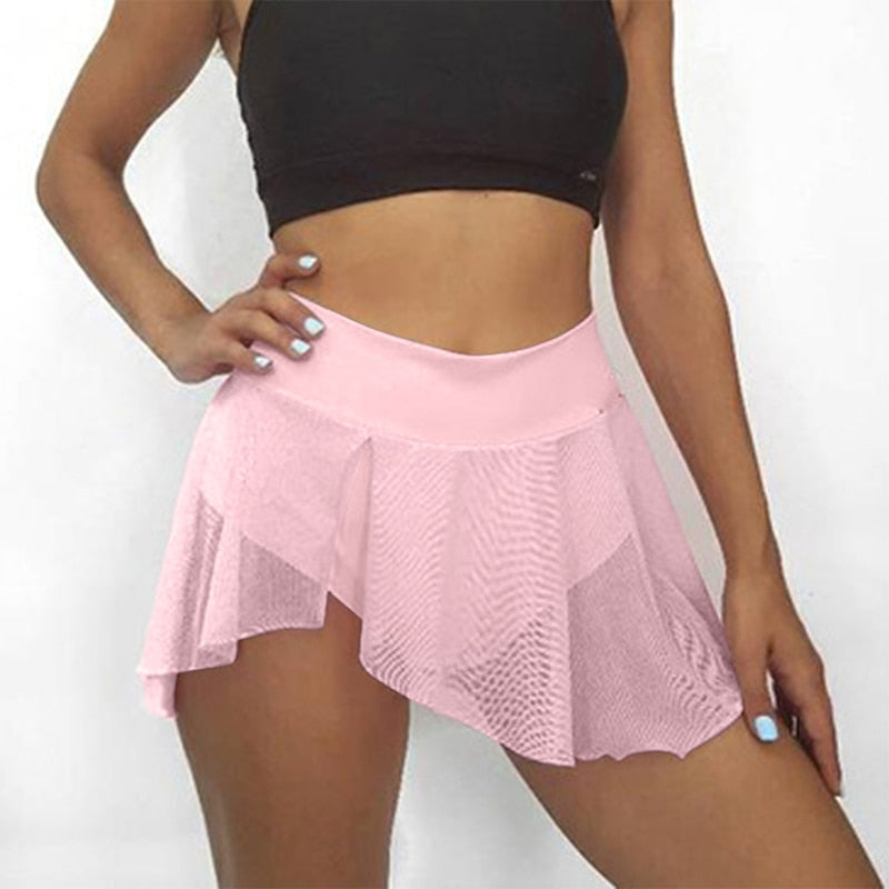 Women Summer Shorts Fitness Sexy Veil Skirt