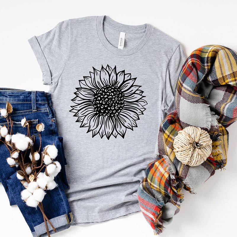 Womens Sunflower Aesthetic Grunge Short Sleeve T-shirt