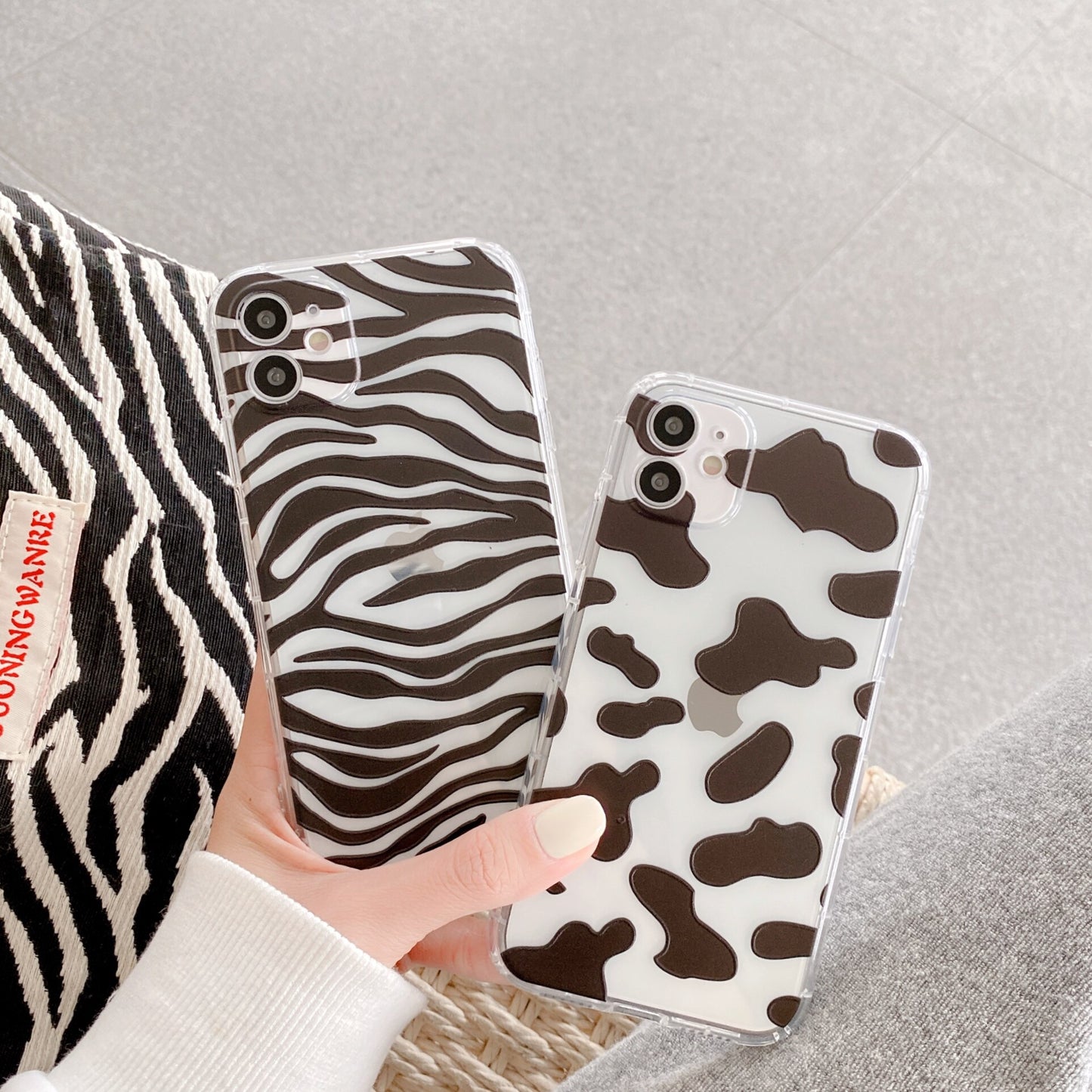 INS zebra cow partern phone case for iphone