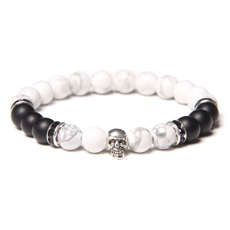 Unisex Skull Bracelets Natural Stone Tiger Eye Bracelet