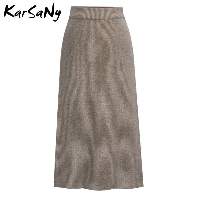 Womens KarSaNy Autumn Winter Knit Pencil Skirt