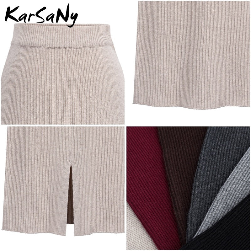 Womens KarSaNy Autumn Winter Knit Pencil Skirt