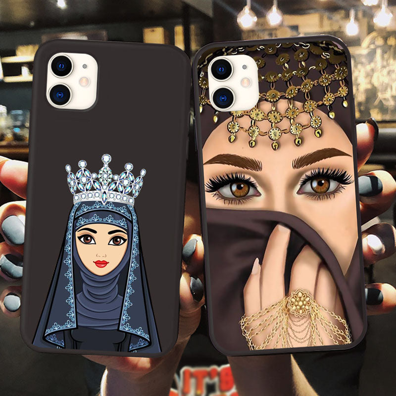 Woman Crown hijab Face Muslim Islamic beautiful Cases for iPhone