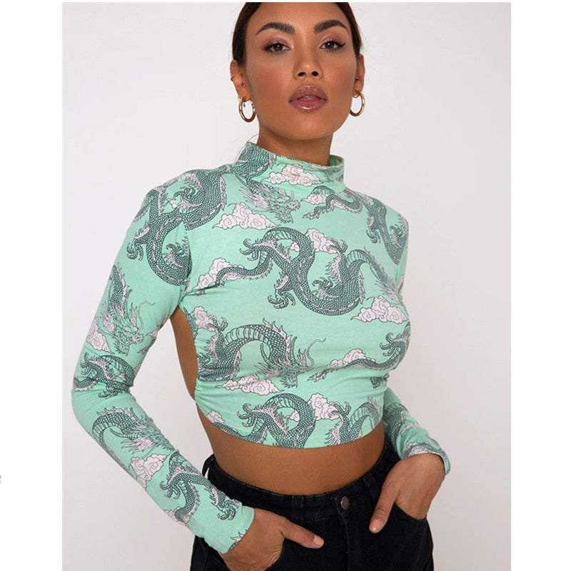 Womens High Street Dragon Printed T-Shirts