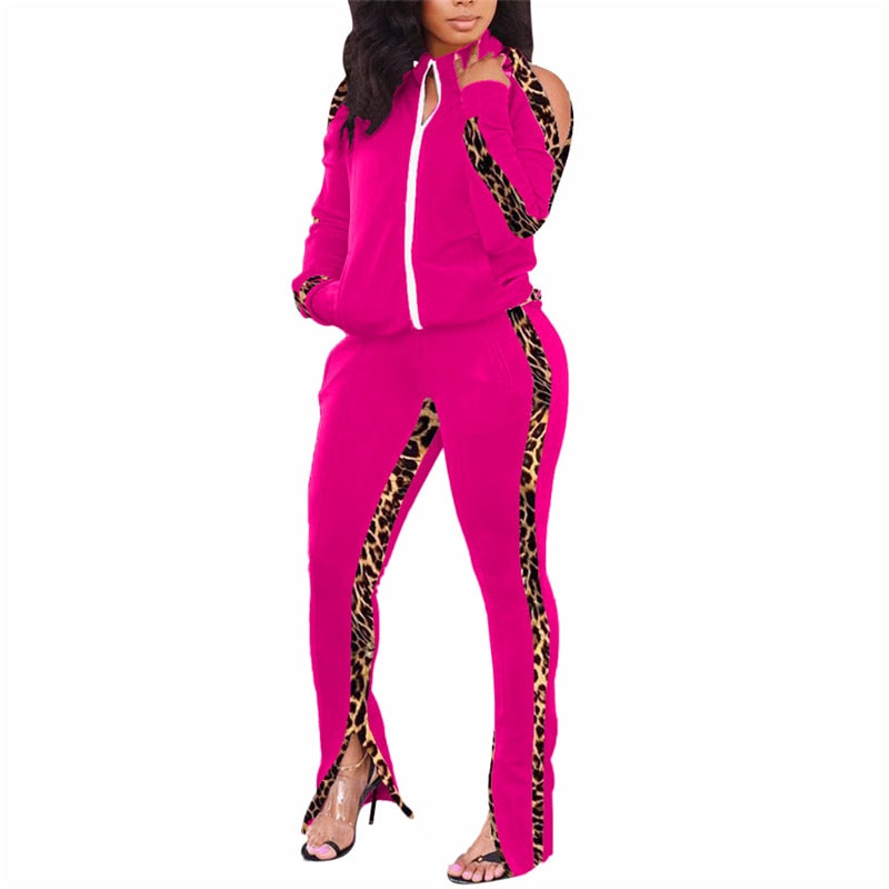 Womens Winter Ladies Casual Sportswear Zipper Striped Tracksuit