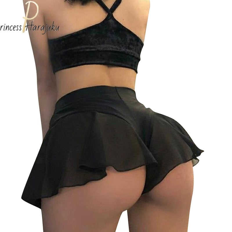 Women Summer Shorts Fitness Sexy Veil Skirt