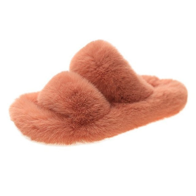 Indoor Women Furry open toe Slippers