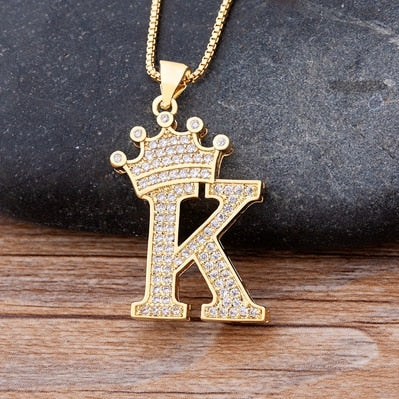 Nidin Luxury A-Z Crown Alphabet Pendant Chain