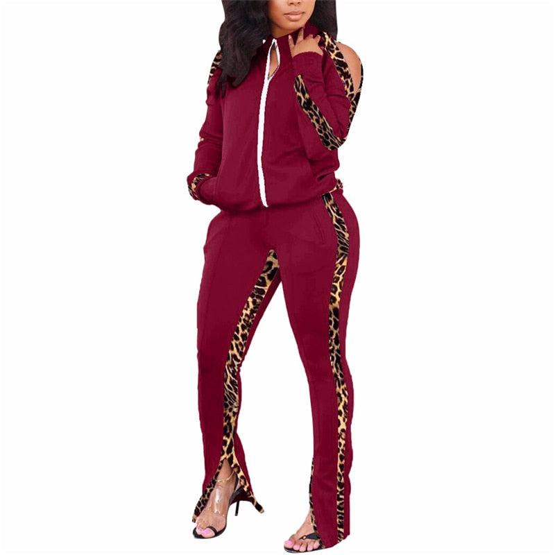 Womens Winter Ladies Casual Sportswear Zipper Striped Tracksuit