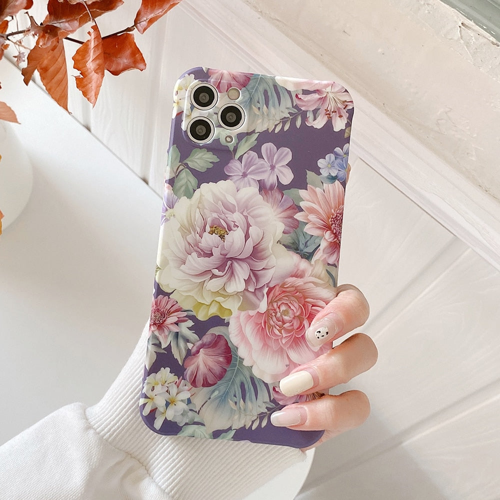 Vintage Flower & Bird Square Phone Case For iPhone