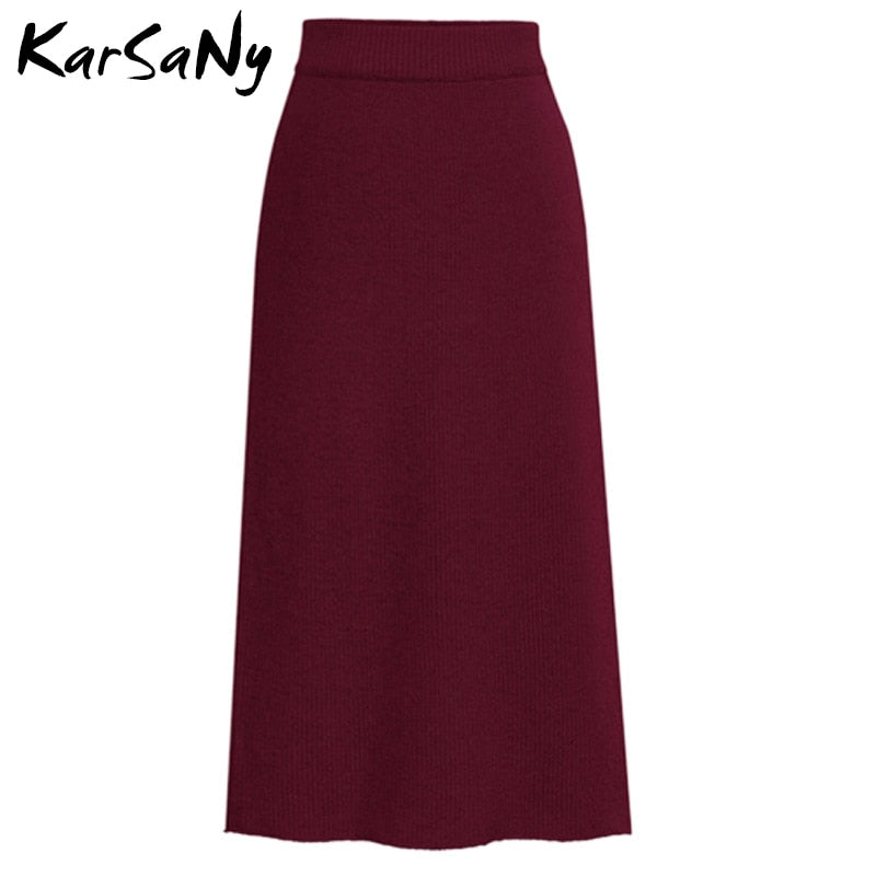 Womens KarSaNy Autumn Winter Knit Pencil Skirt